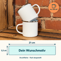 Emailletasse mit Edelstahlrand – ca. 355 ml – abgewickelte Druckfläche 21 × 5,5 cm